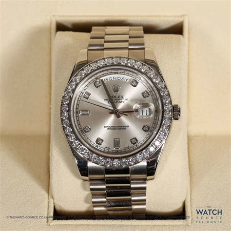 rolex model 218349 pre-owned ebya|Rolex 218349 Day Date 18k White Gold & Factory Diamonds .